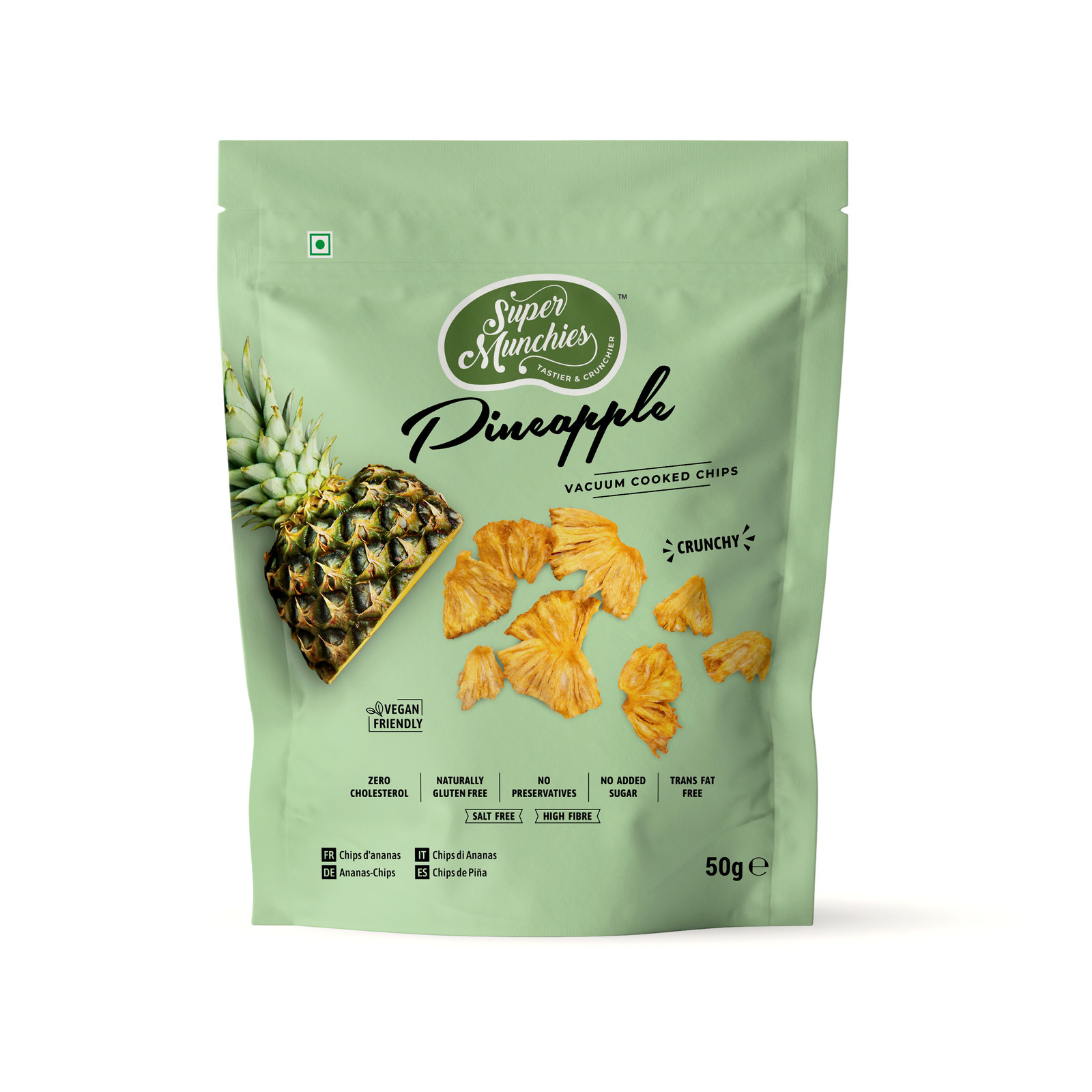 Pouch Bag Packaging Mockup by Anthony Boyd Graphics Super Munchies Chipsy Ananasowe 50g - obrazek 1